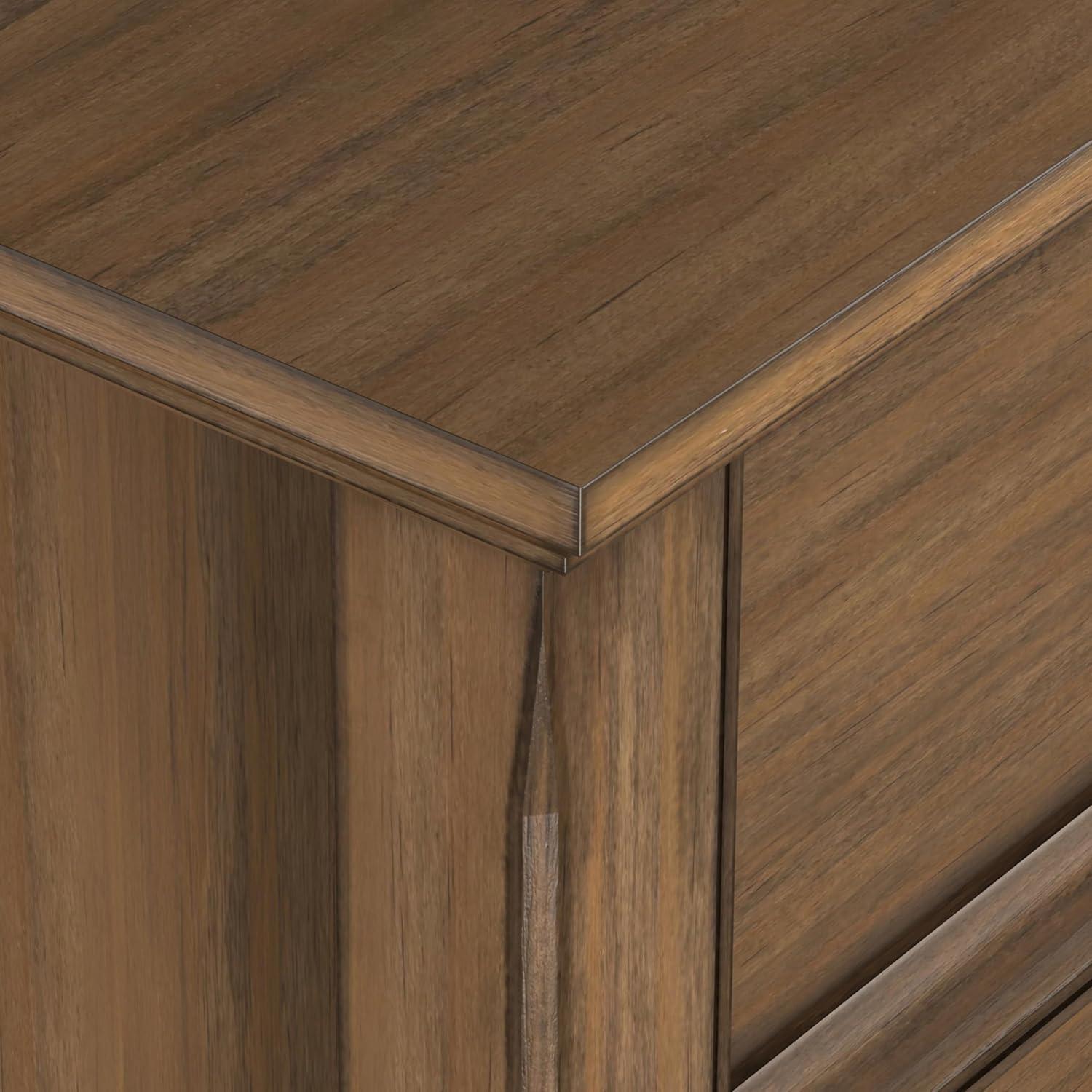 Simpli Home Amherst 24"W 2-Drawer Solid Wood Nightstand with Open Shelf