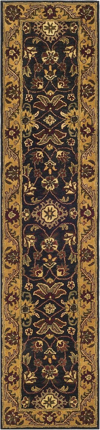 SAFAVIEH Golden Jaipur Dreda Border Wool Runner Rug, Black/Gold, 2'3" x 8'