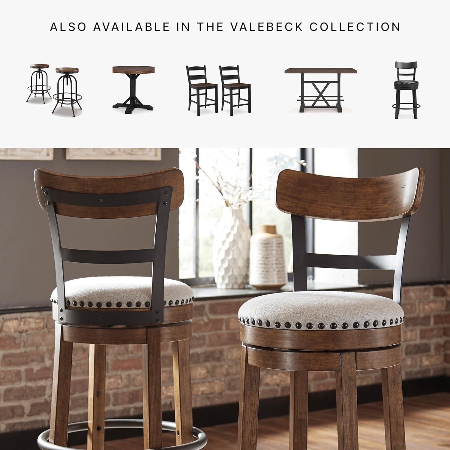 Tall Valebeck Upholstered Swivel Barstool Brown - Signature Design by Ashley: Kitchen Counter Height, Rustic Style