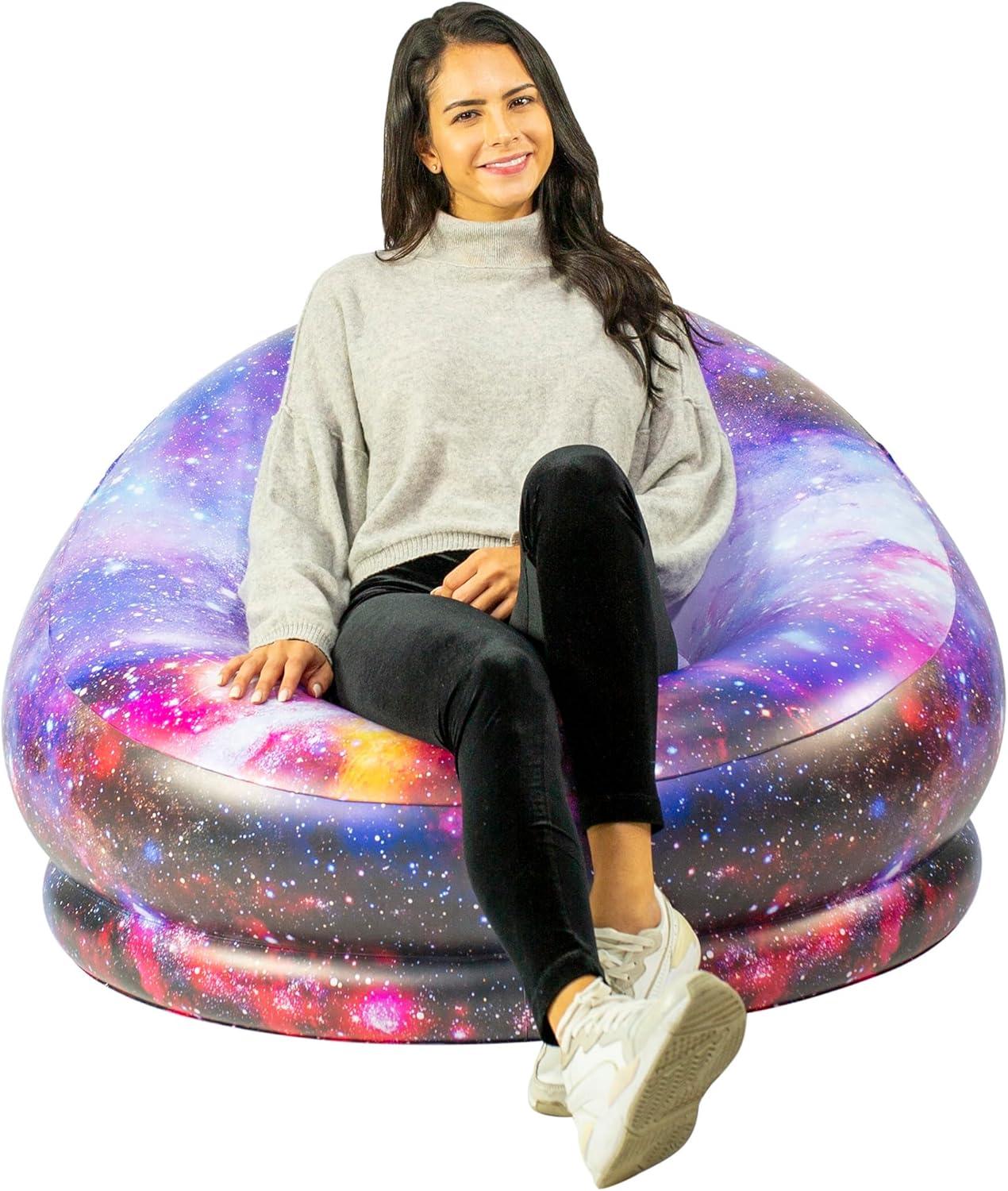 Air Candy Illuminated Inflatable LED Chair (Galaxy Chair Hubble Telescope LED Illuminated Game Chair)