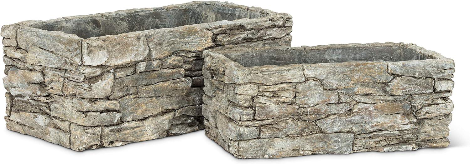 4 x 8 in. Stack Stone Planter, Grey - Small