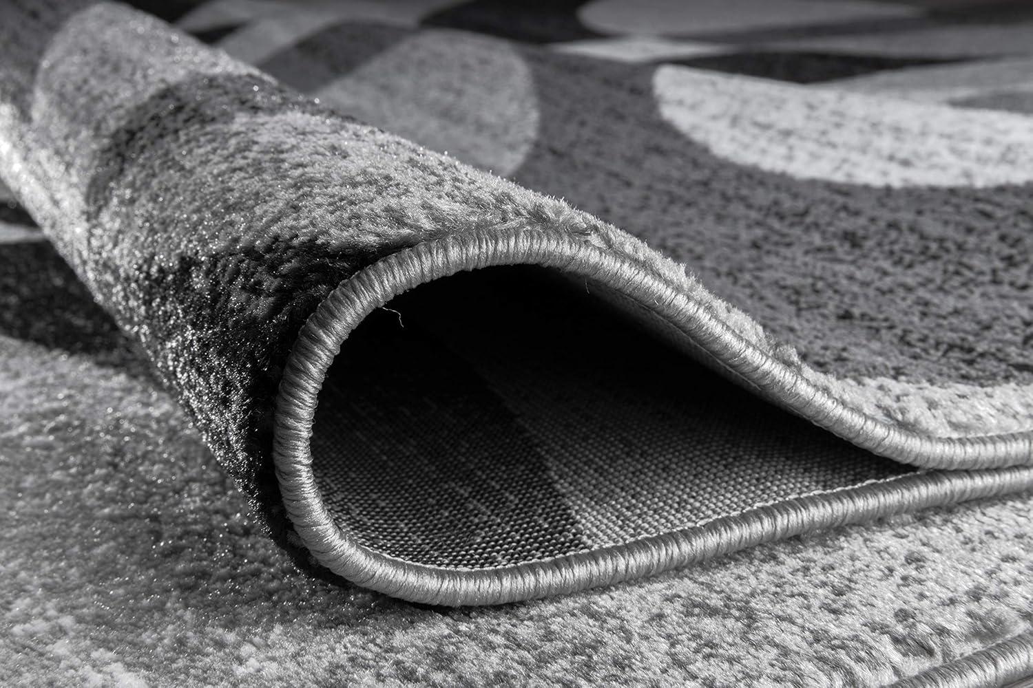 World Rug Gallery Geometric Circles Gray 2' x 7' Runner Rug
