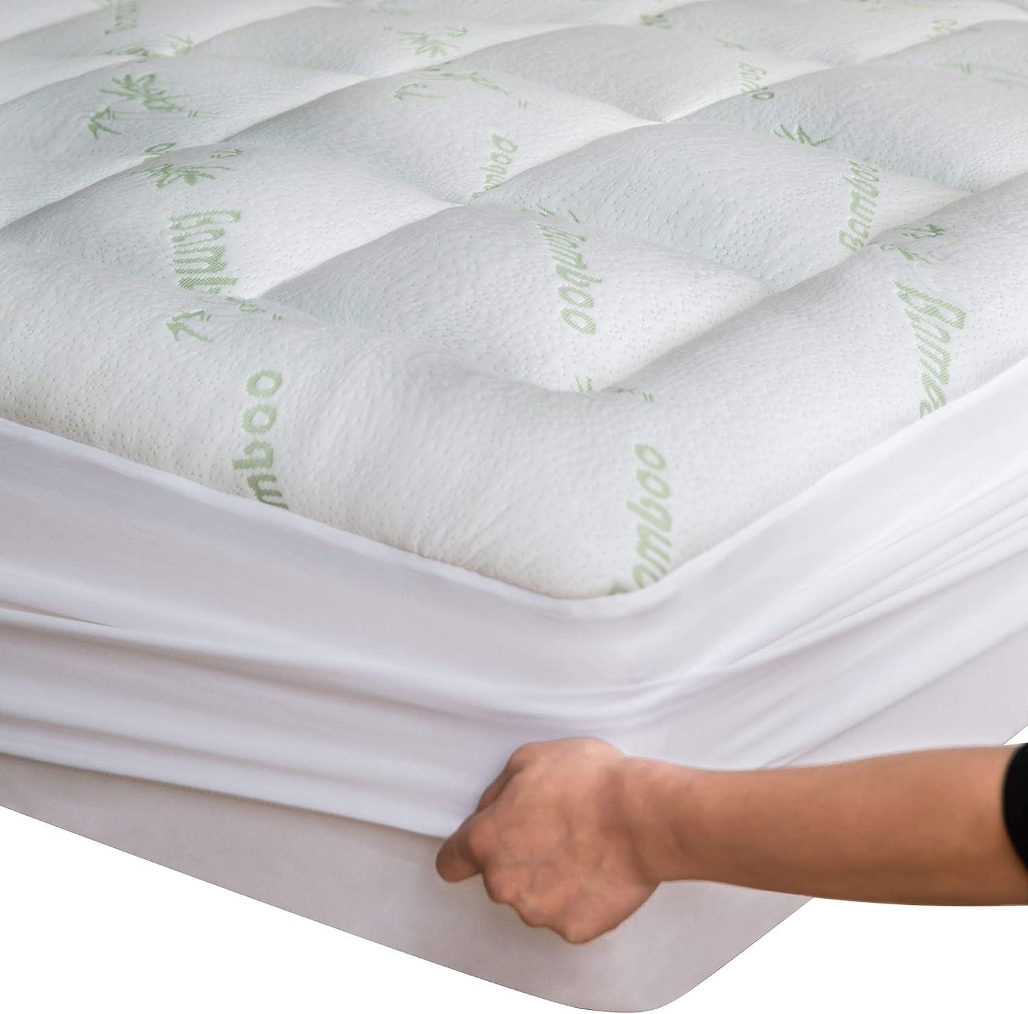 Niagara Sleep Solution Bamboo Mattress Topper Cover Queen with 1 Pillow Protector Cooling Pillow