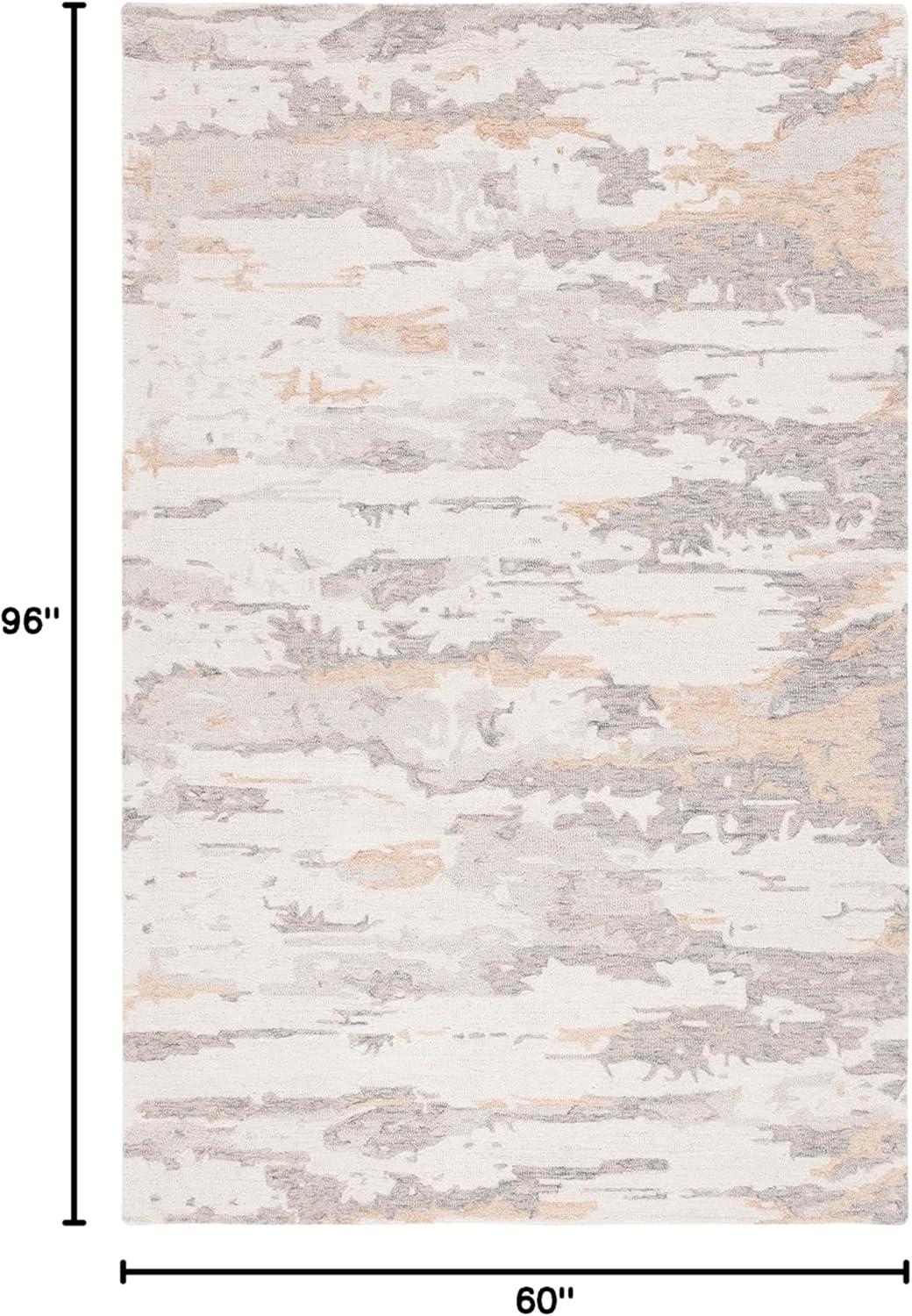 SAFAVIEH Abstract Seachlann Distressed Abstract Wool Area Rug, Ivory/Grey, 5' x 8'