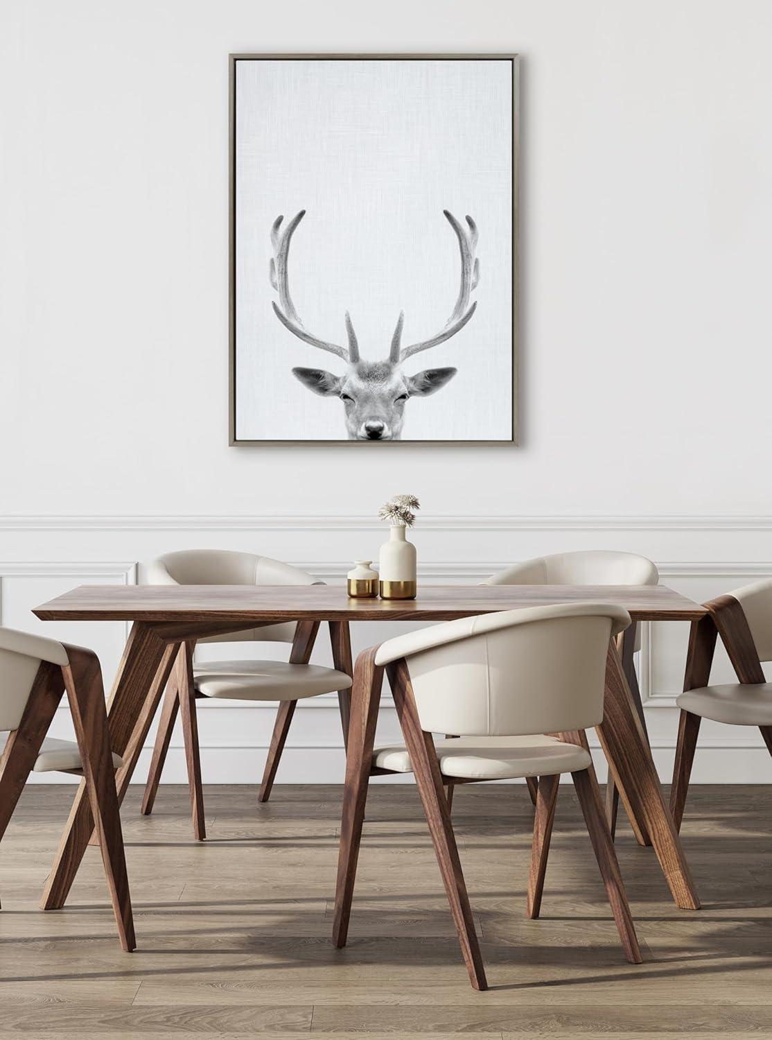 Kate & Laurel All Things Decor Sylvie Deer Framed Canvas Wall Art by Simon Te of Tai Prints