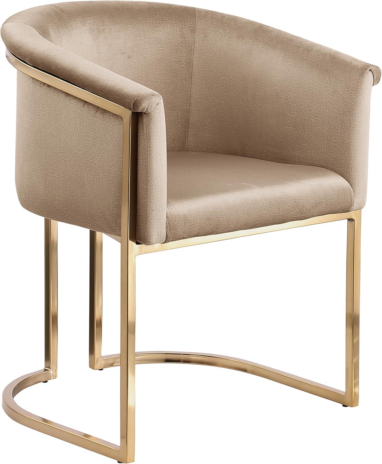 Tierra Beige Velvet Upholstered Dining Chair with Metal Frame