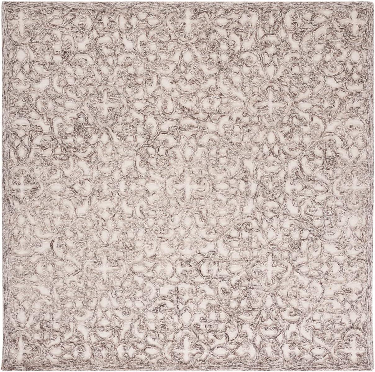 Trace TRC103 Hand Tufted Indoor Accent Rug - Brown/Ivory - 4'x4' - Safavieh