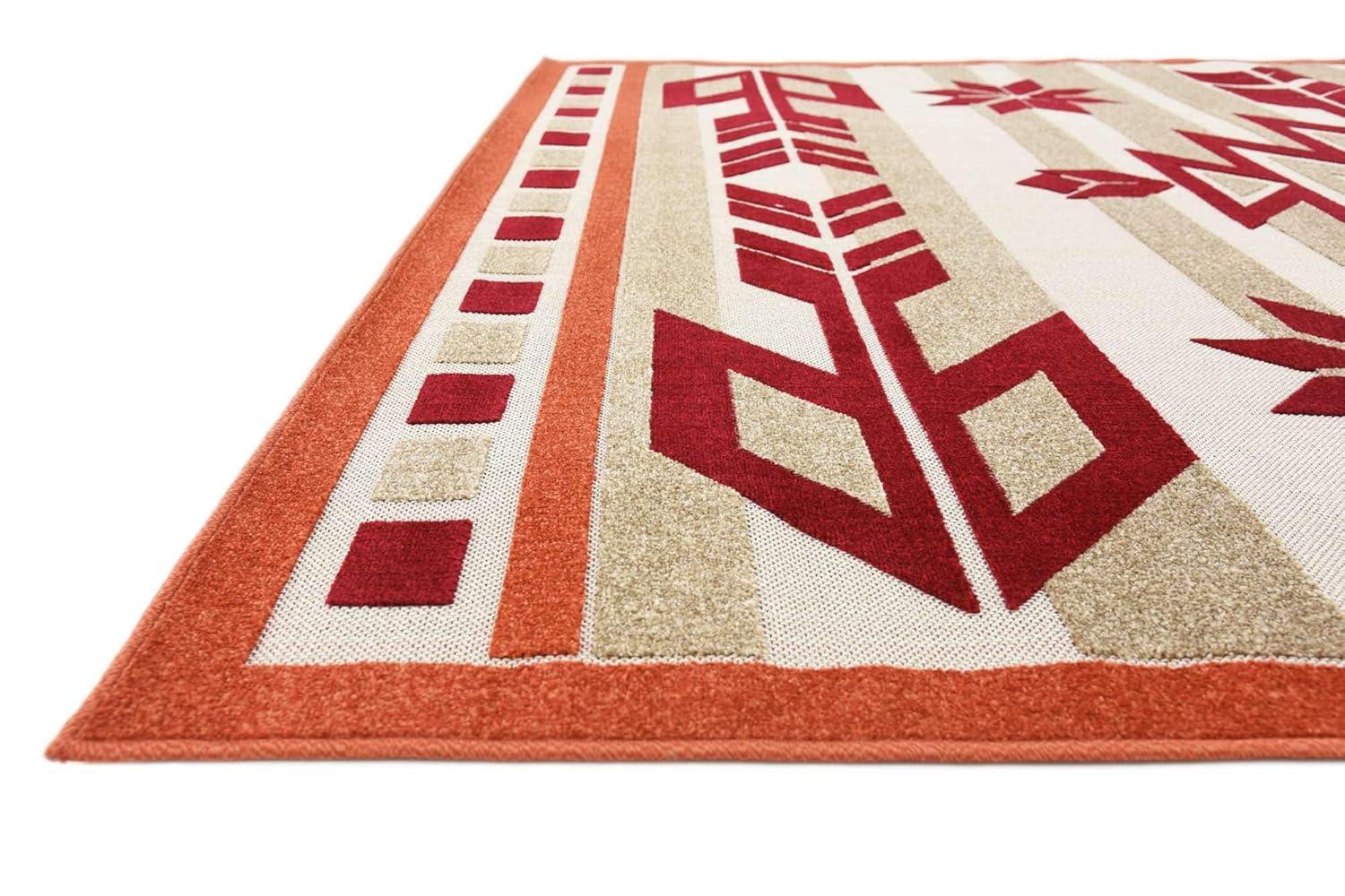 Unique Loom 8' 0 x 10' 0 Burgundy Outdoor Modern Albuquerque Area Rug