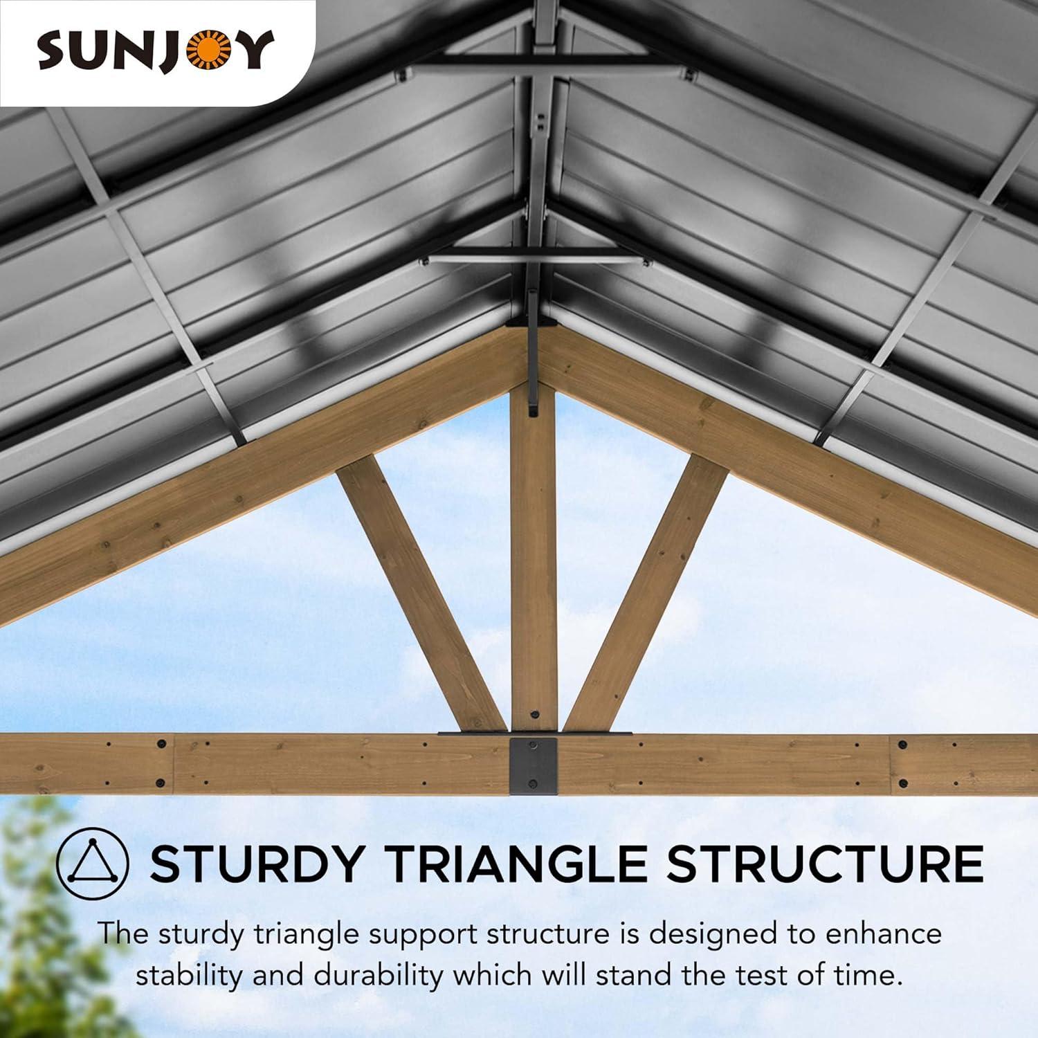 Sunjoy 13 x 15 ft Cedar and Black Steel Gable Roof Gazebo