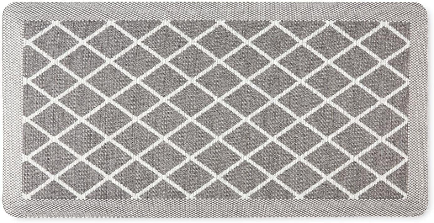 Gray Trellis Memory Foam Anti-Fatigue Kitchen Mat