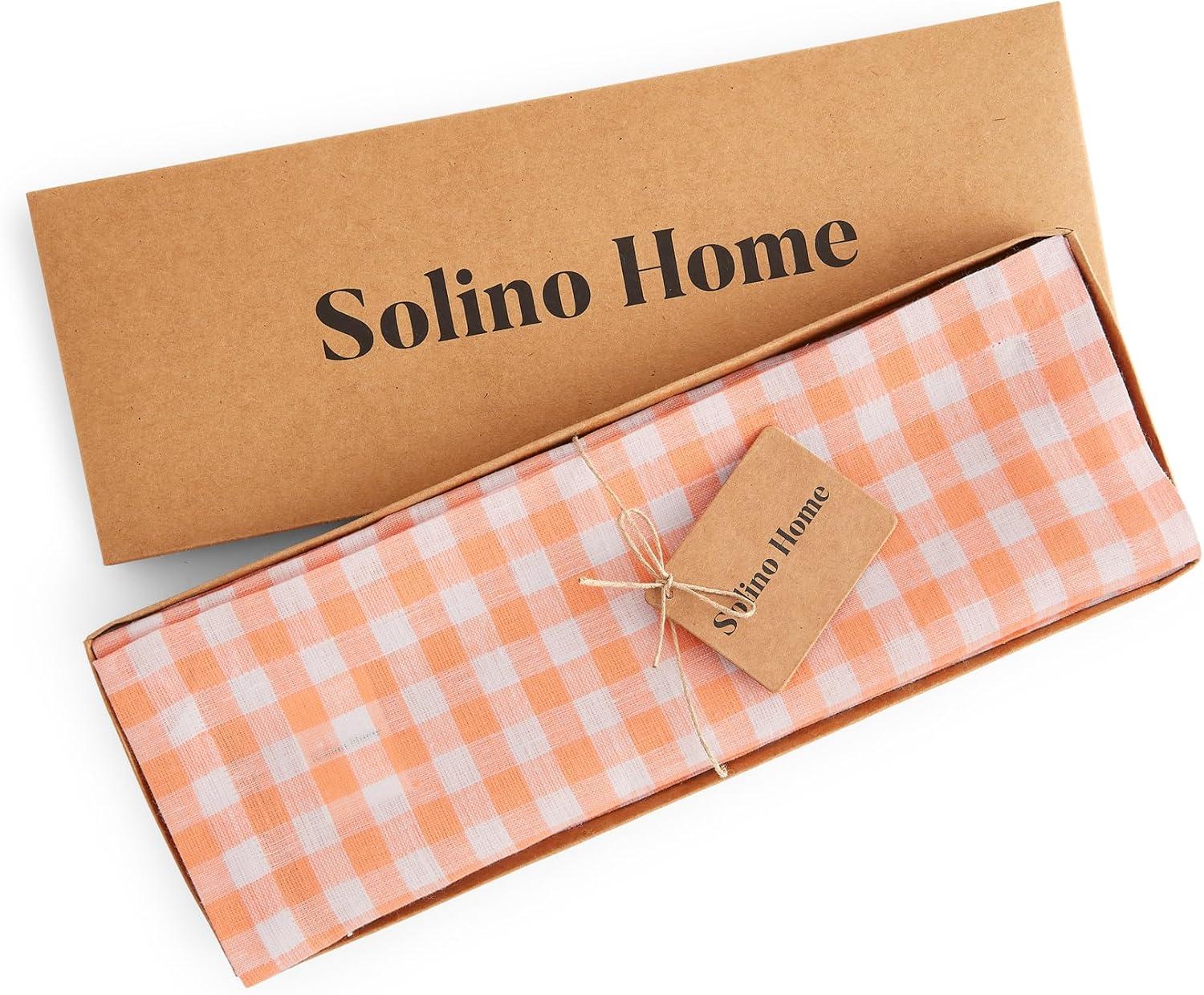 Solino Home Gingham Checks - 100% Pure Linen Placemats (Set of 4)