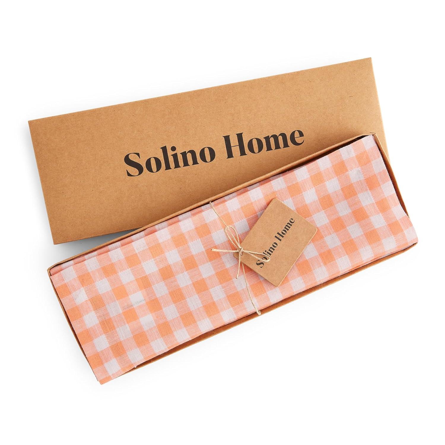 Solino Home Gingham Checks - 100% Pure Linen Placemats (Set of 4)