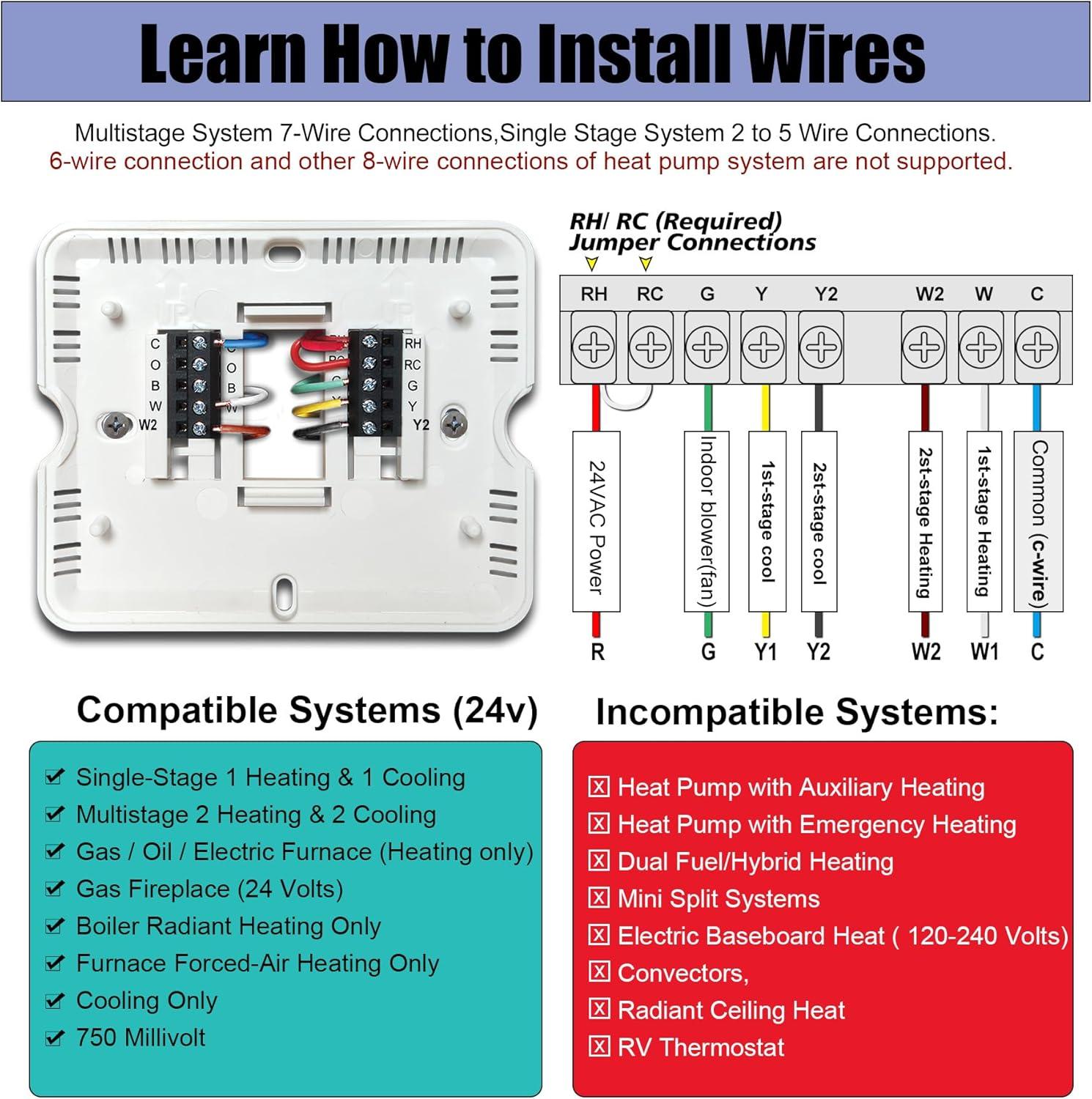 White Programmable Digital Heat Pump Thermostat with Mounting Hardware