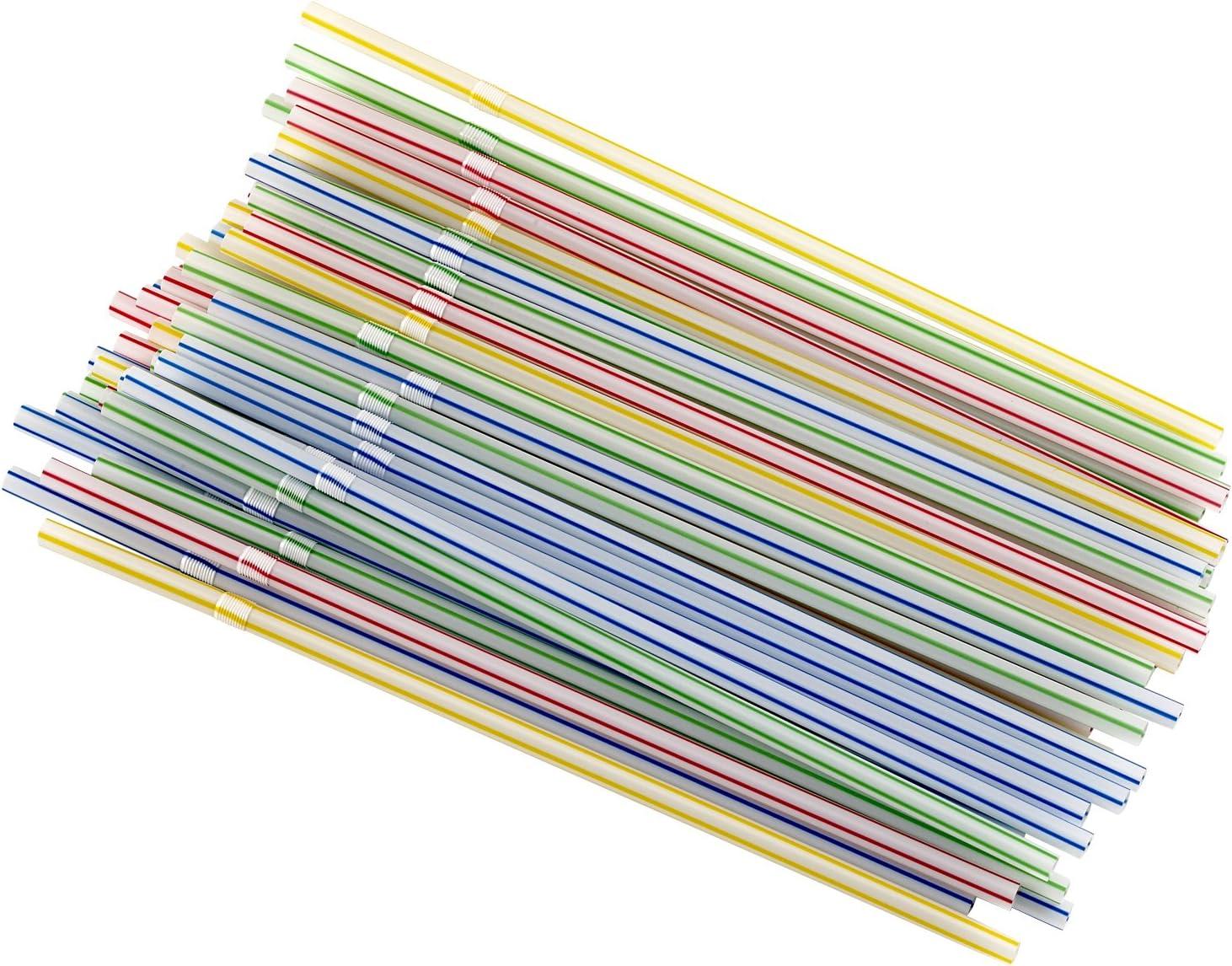 Multicolor Flexible Plastic Drinking Straws, Pack of 50