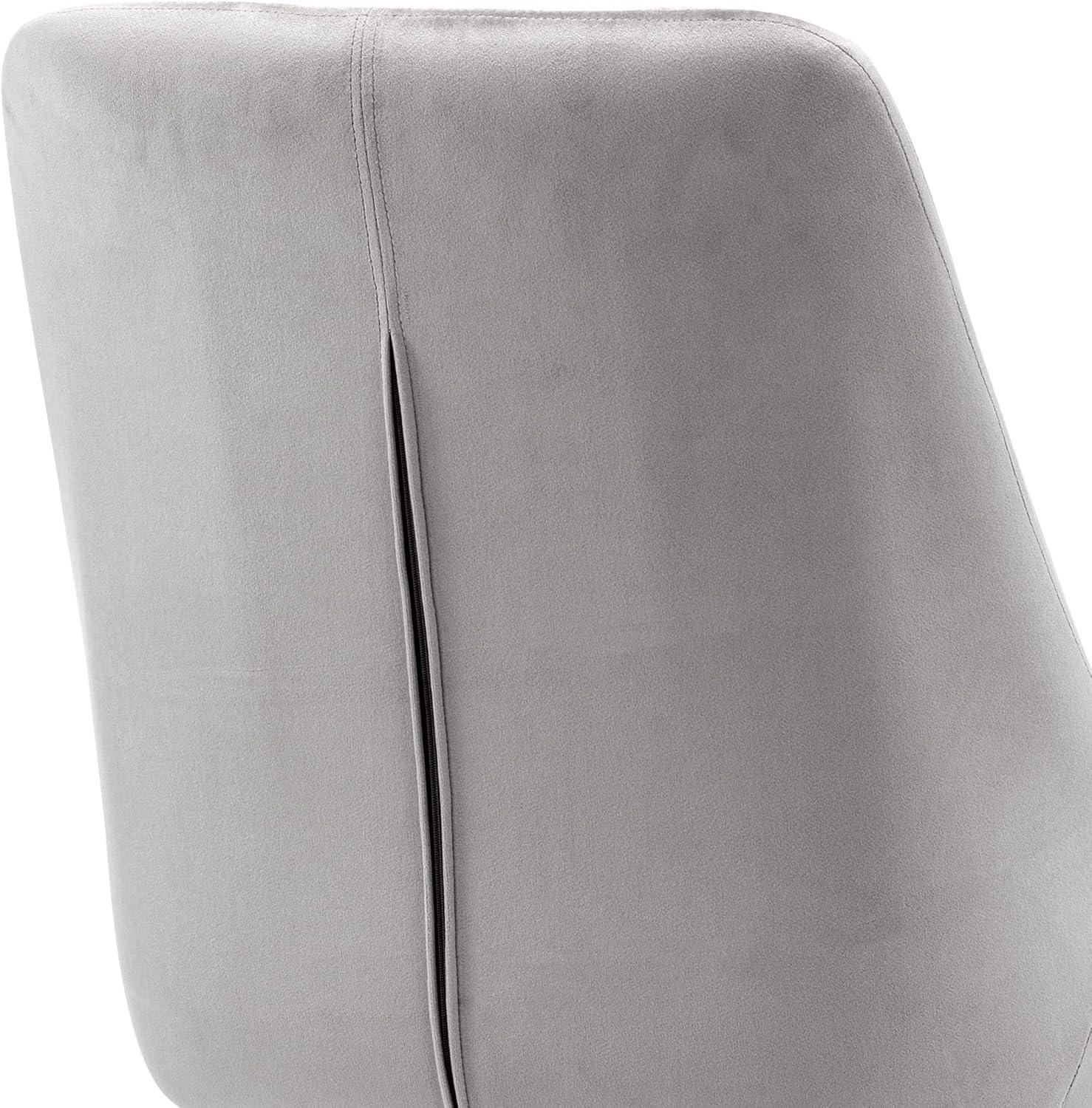 Set of 2 Gray Velvet Upholstered Dining Chairs with Metal Legs