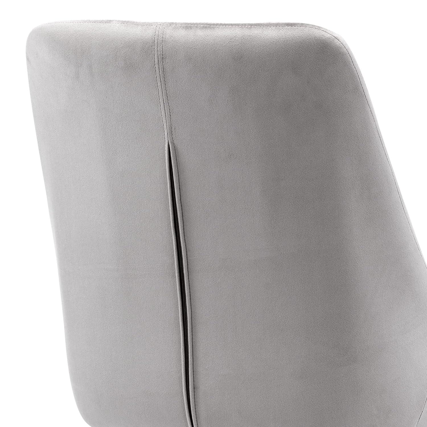 Set of 2 Gray Velvet Upholstered Dining Chairs with Metal Legs