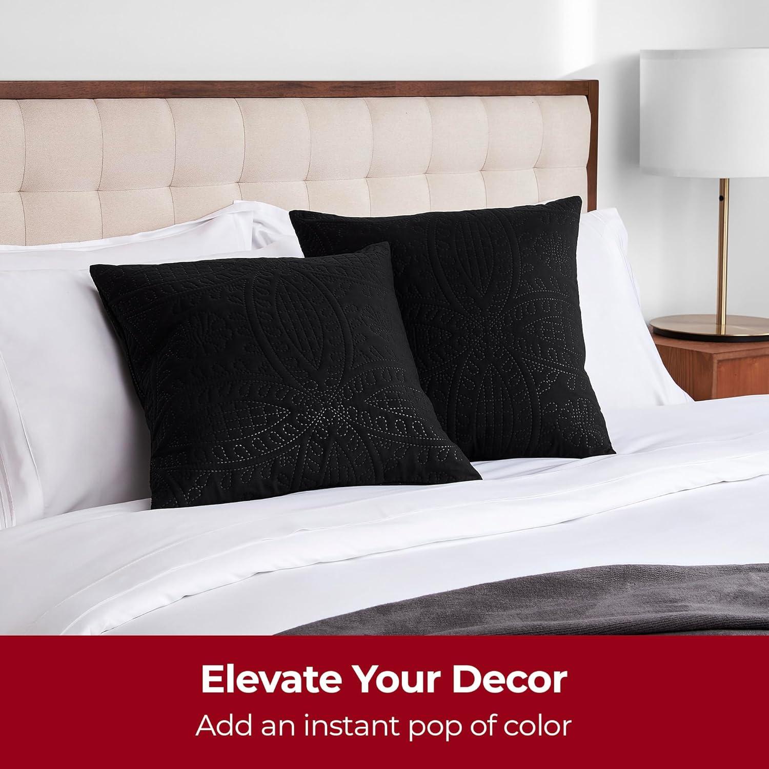 Mellanni Decorative Throw Pillow Covers with Pinsonic Quilt Stitching, 12x20, Burnt Sand, 2 Count