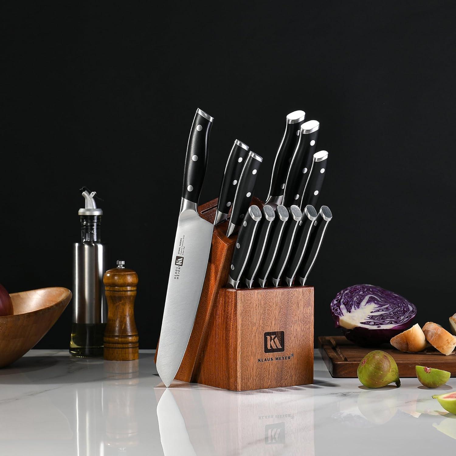 Klaus Meyer Stahl 13 Piece Carbon Steel Knife Block Set