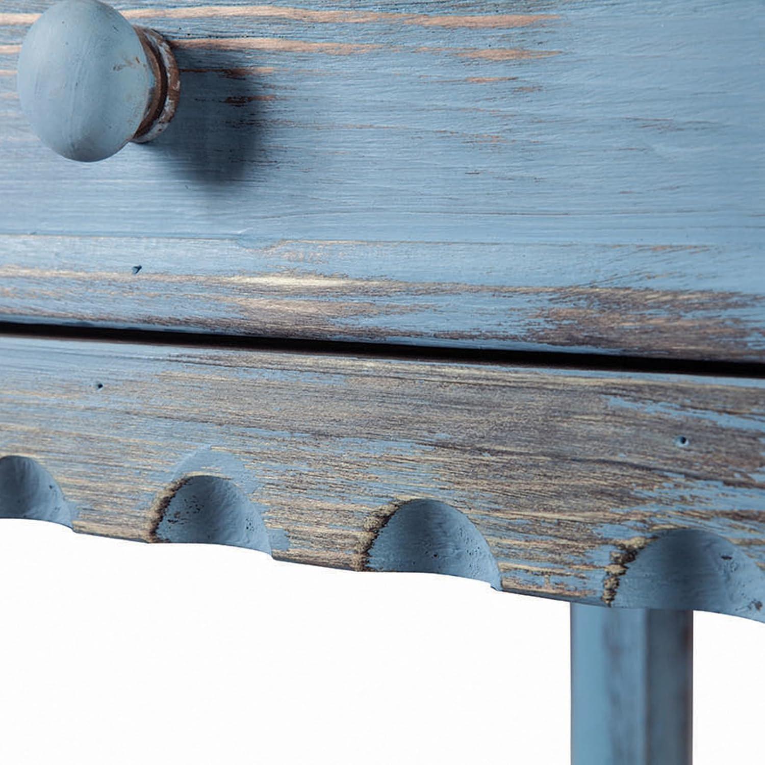 Alaterre Furniture Country Cottage Media/Console Table, Solid Pine Wood Perfect for Living Room, Entryway, Hallway, Blue Antique Finish