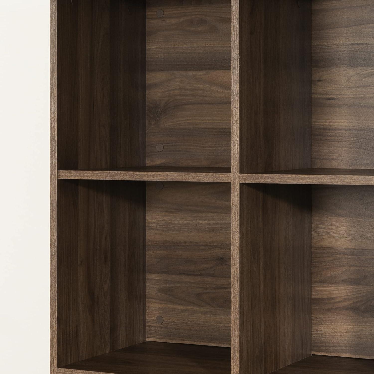 Natural Walnut 5-Shelf Office Bookcase with Doors