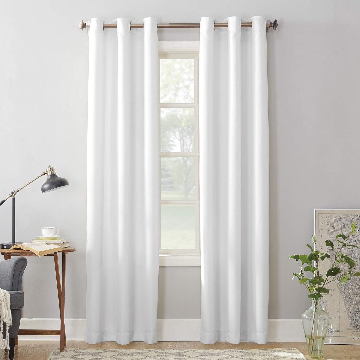 White Polyester Sheer Grommet Curtain Panel, 84" x 48"