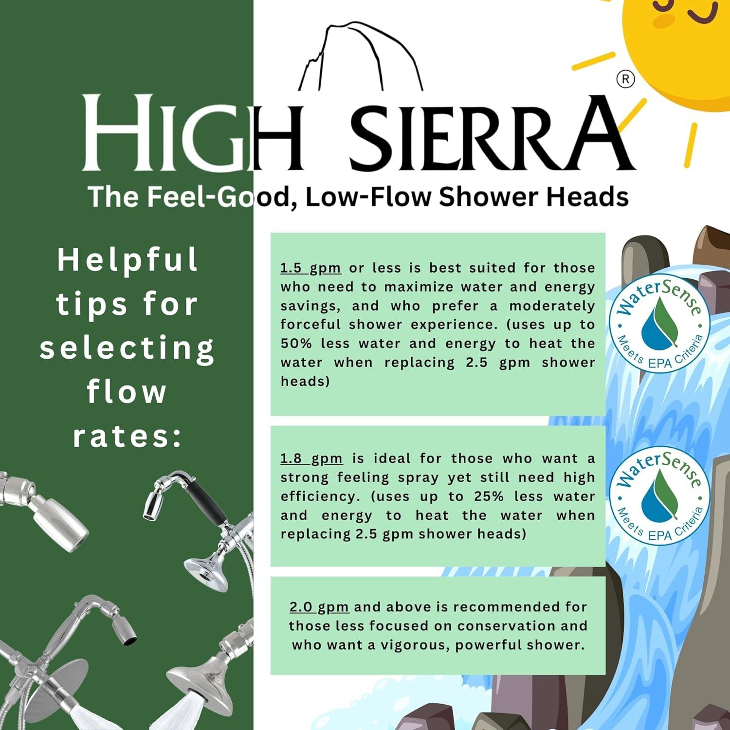 High Sierra Showerheads® - CLASSIC™ Solid Metal 1.25 GPM Award Winning, Ultra Low Flow Shower Head with Trickle Valve, Patented Nozzle Never Clogs - Brushed Nickel Finish