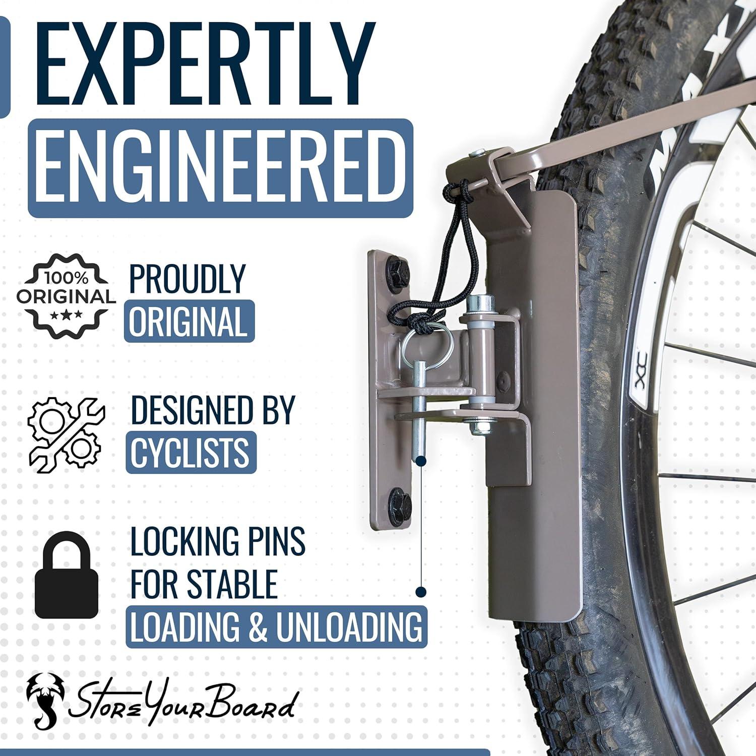 StoreYourBoard Swivel Mount Bike Storage Rack | Garage Wall Hook | Mud