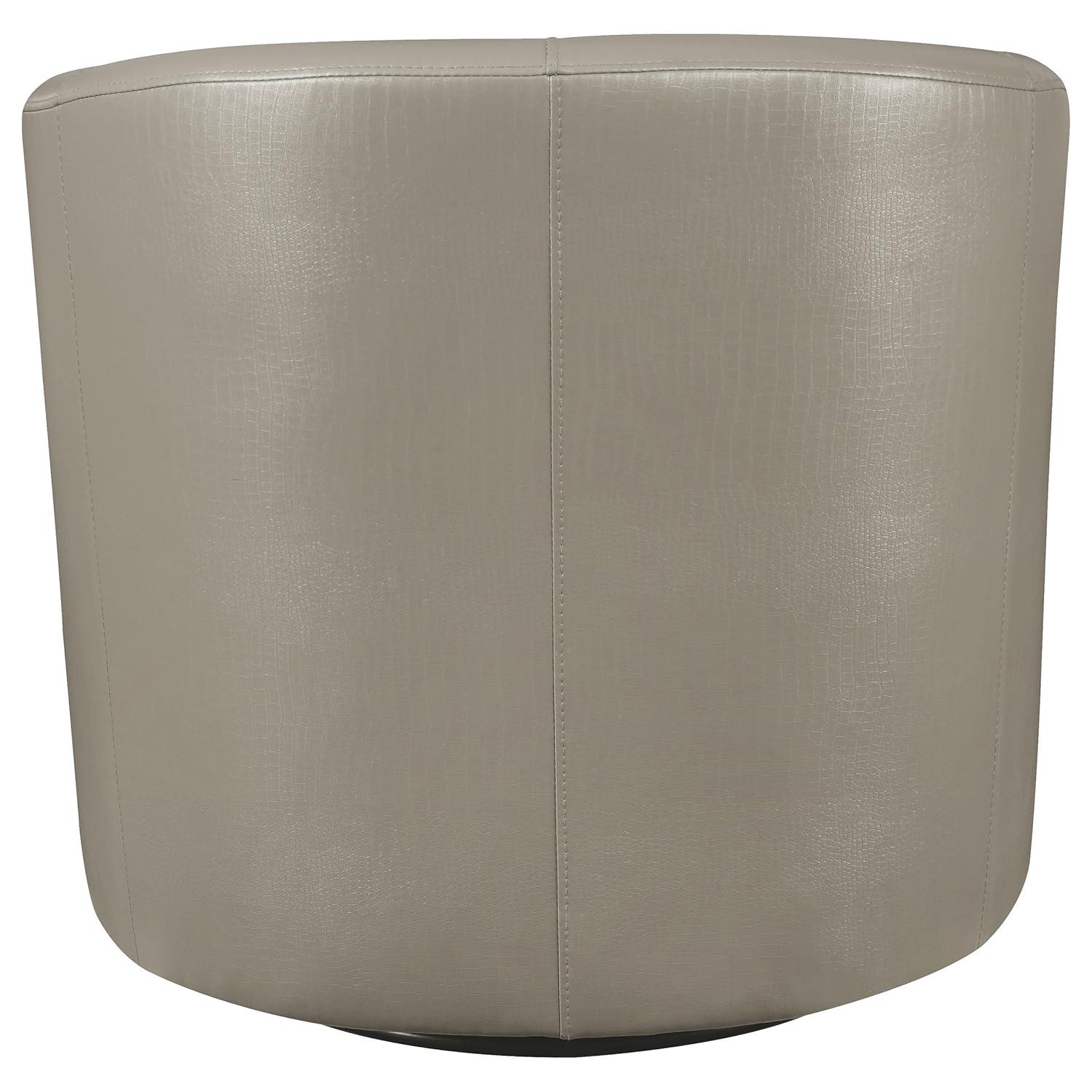 Coaster Contemporary Faux Leather Swivel Accent Chair in Gray
