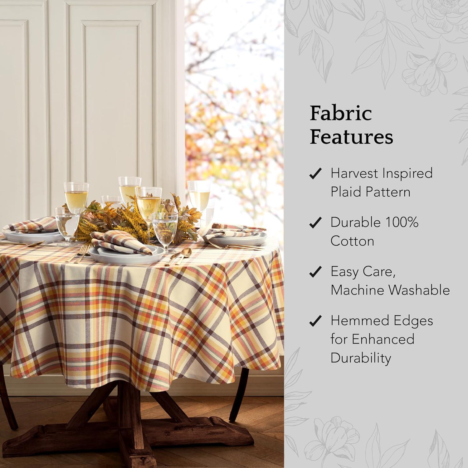 Elrene Russet Harvest Woven Plaid Tablecloth - Elrene Home Fashions