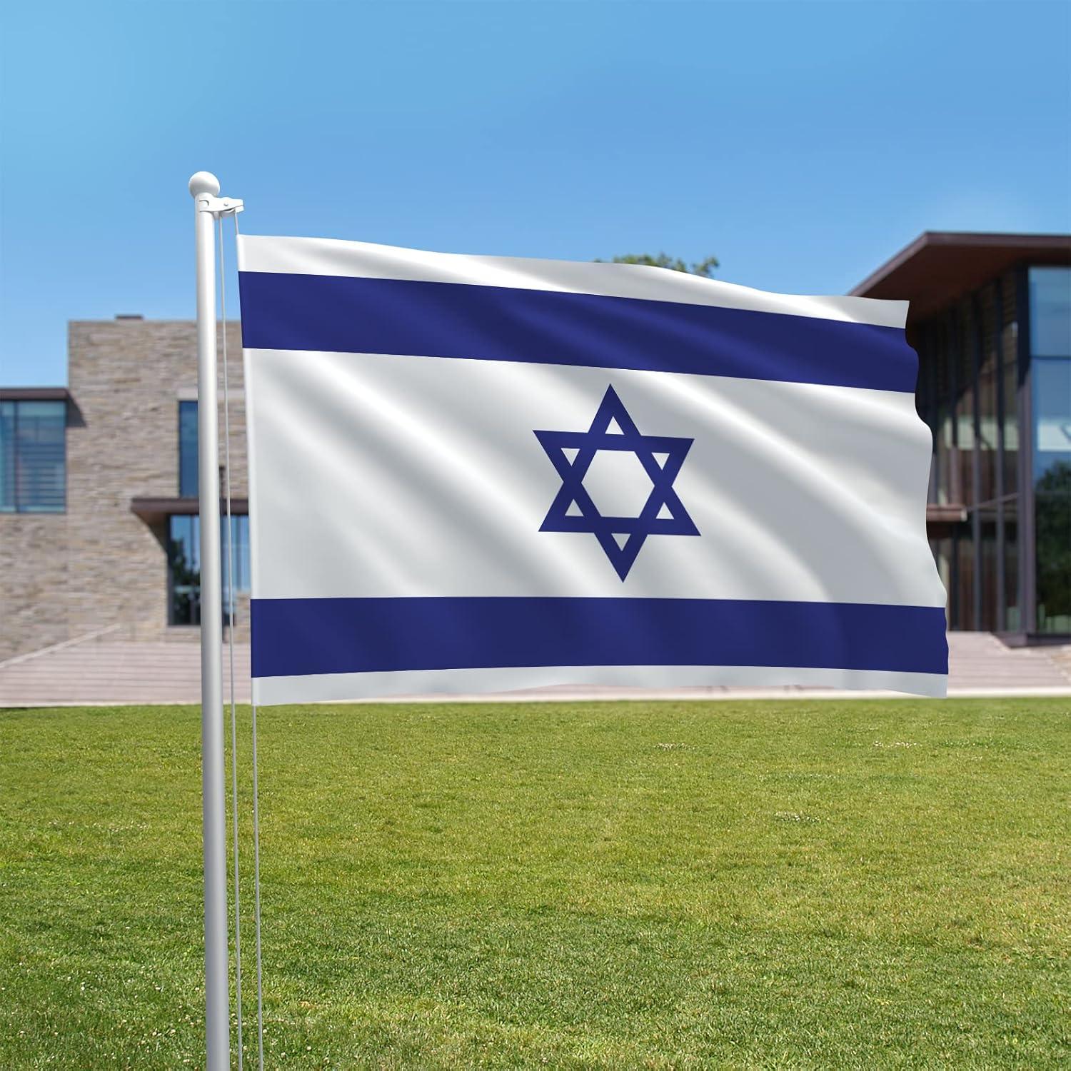 Fly Breeze 3x5 Foot Israel Flag - Vivid Color and Fade proof - Canvas Header and Double Stitched - Israeli National Flags Polyester with Brass Grommets 3 X 5 Ft as show