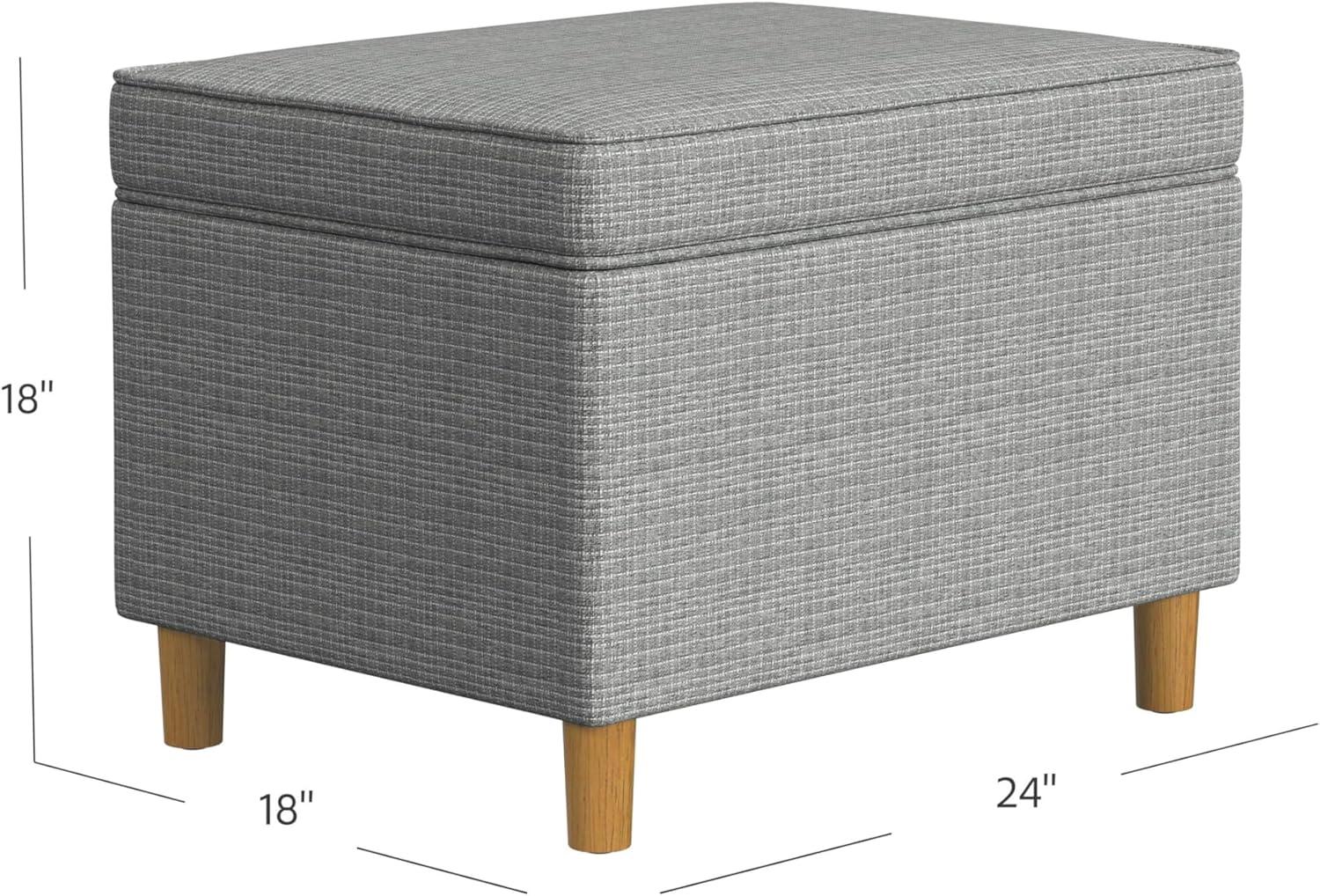 HomePop 24" Dinah Storage Ottoman Sage: Upholstered Footstool, Traditional Rectangle Shape, Spot Clean