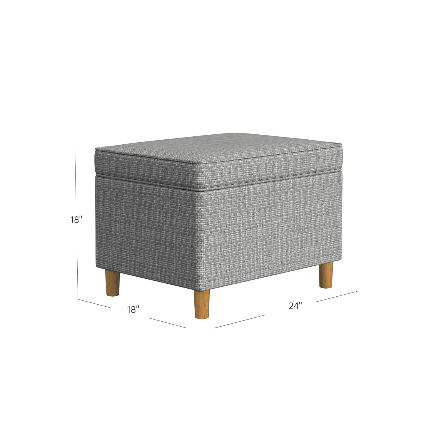 HomePop 24" Dinah Storage Ottoman Sage: Upholstered Footstool, Traditional Rectangle Shape, Spot Clean