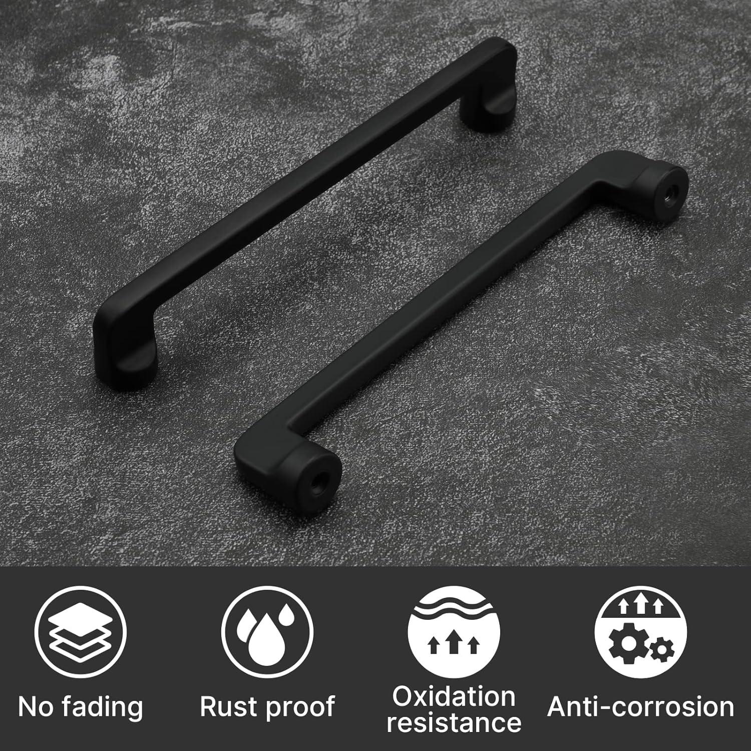 Matte Black Zinc Modern Cabinet Bar Pulls with Mounting Hardware