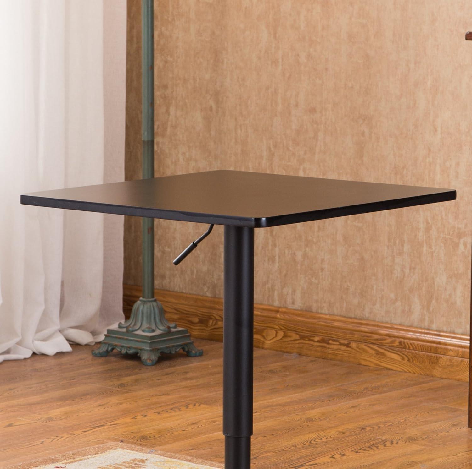 Roundhill Furniture Belham Black Square Adjustable Metal Base Bar Table