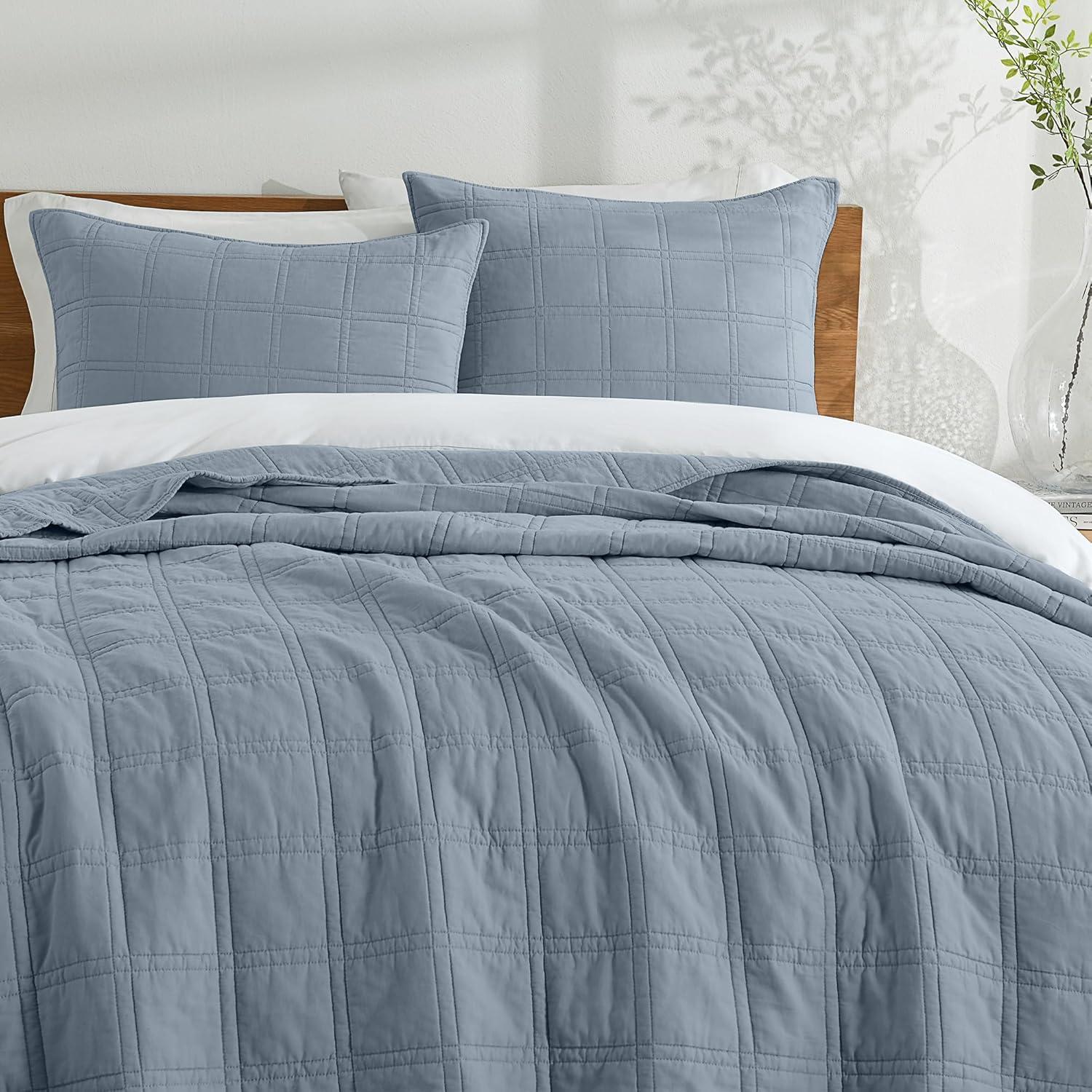 HORIMOTE HOME Quilt Set Queen Size Yellow, Classic Geometric Diamond Stitched Pattern, Ultra Soft Lightweight Bedding Set Bedspread Coverlet for All Season 3 Pieces (1 Quilt and 2 Pillow Shams)