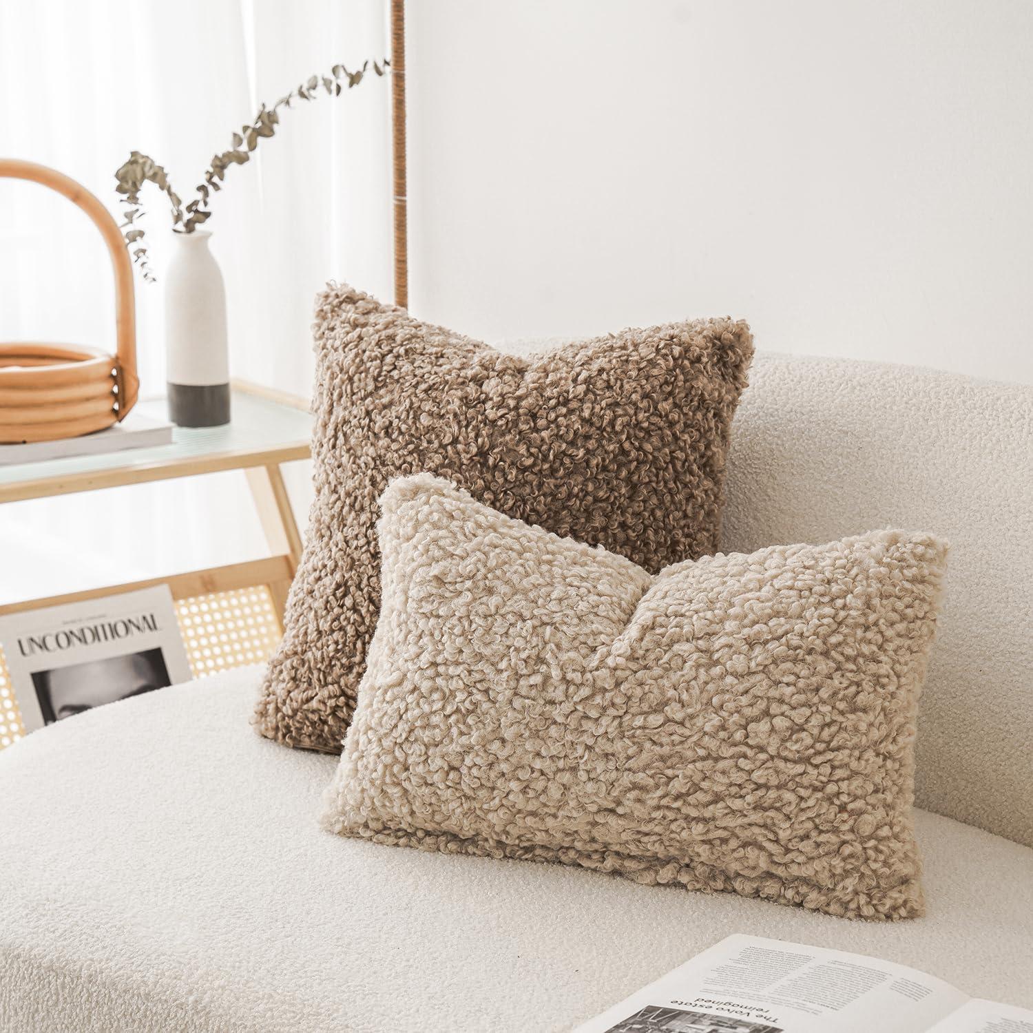 NordECO HOME Faux Fur Throw Pillow Covers Soft Teddy Polyester Square Throw Pillow Cover & Reviews | Wayfair