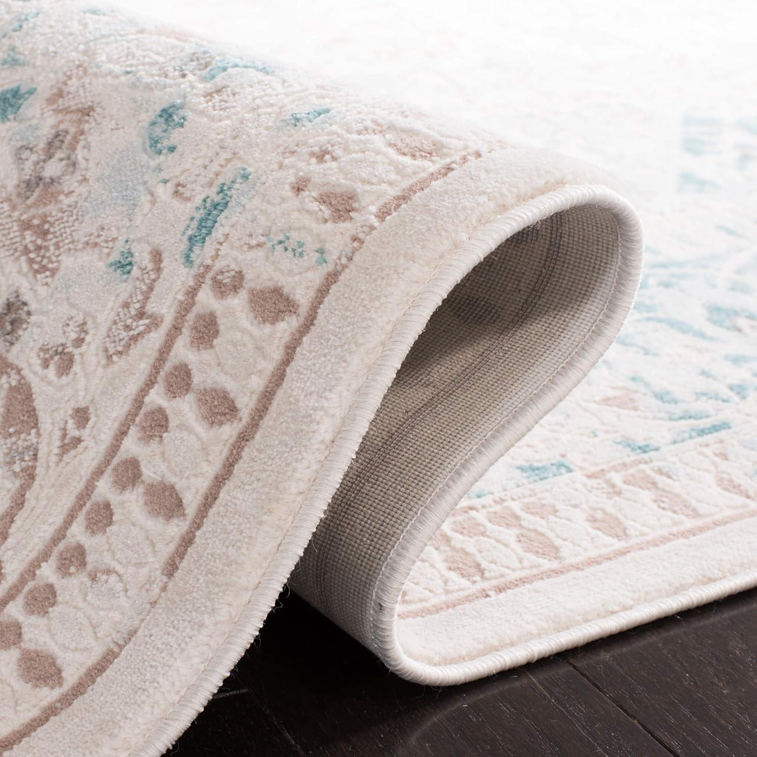 SAFAVIEH Passion Collection Area Rug - 8' x 11', Turquoise & Ivory, Vintage Distressed Design, Non-Shedding & Easy Care, Ideal for High Traffic Areas in Living Room, Bedroom (PAS405B)
