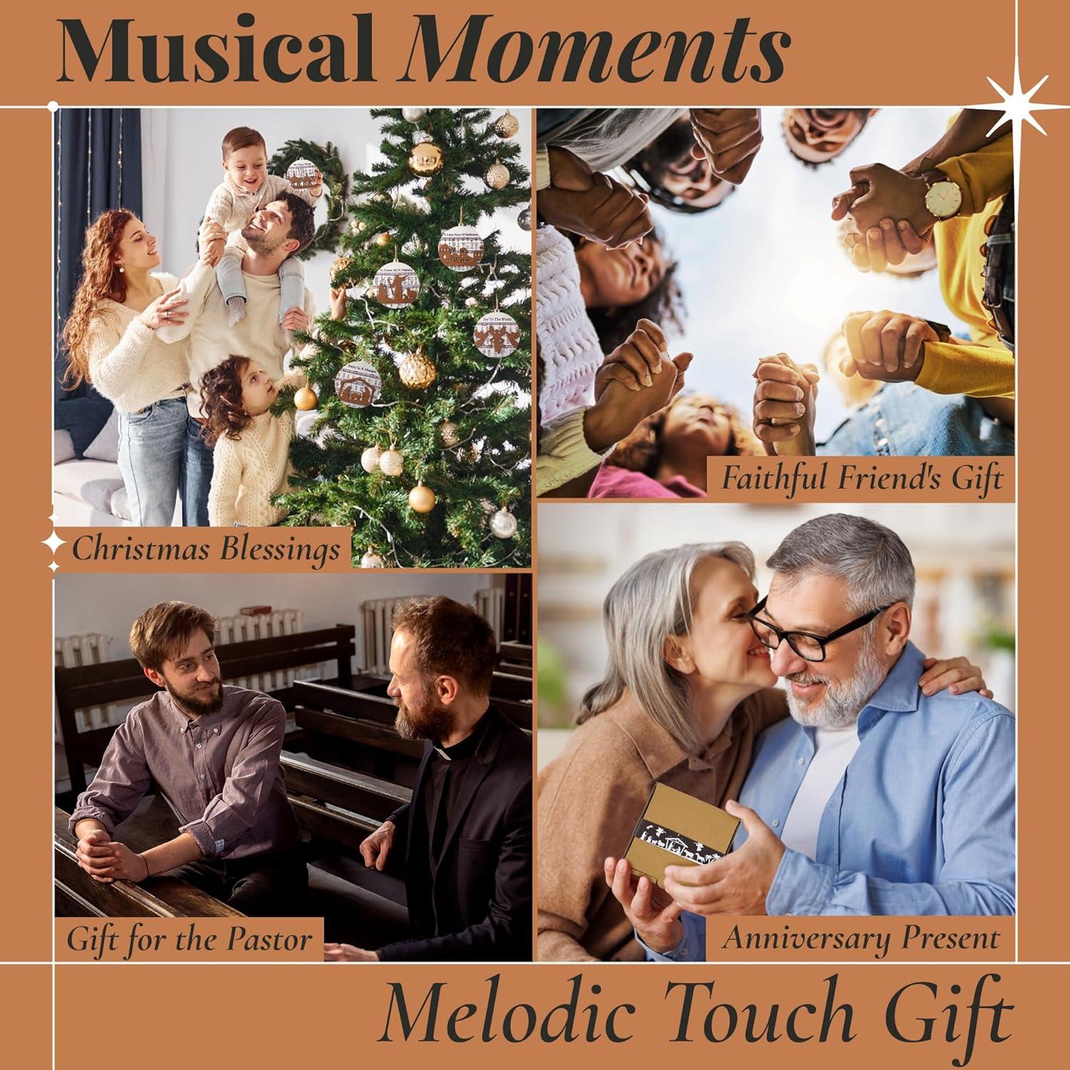 5 Pcs Wooden The Nativity Story Ornaments Set, Christian Religious Gifts for Women, Kids, Valentines Day Gifts for Mom, Merry Christmas