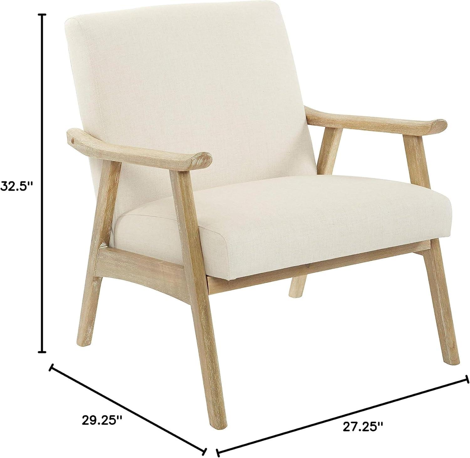 OSP Home Furnishings Weldon Chair in Linen fabric with Brushed Finished Frame