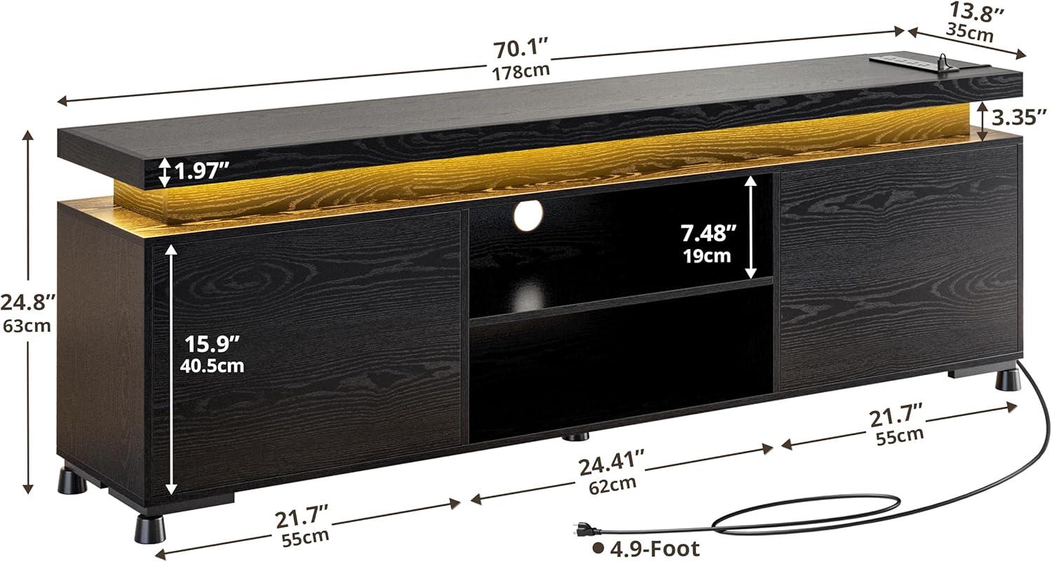 IRONCK TV Stands for TVs 75+ Inch with LED Lights and Power Outlet Modern TV Console Entertainment Center with Storage Cabinet for Living Room