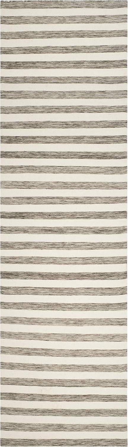 Dhurries DHU575 Hand Woven Flat Weave Runner Rug  Brown / Ivory 2'-6" X 10' - Safavieh.