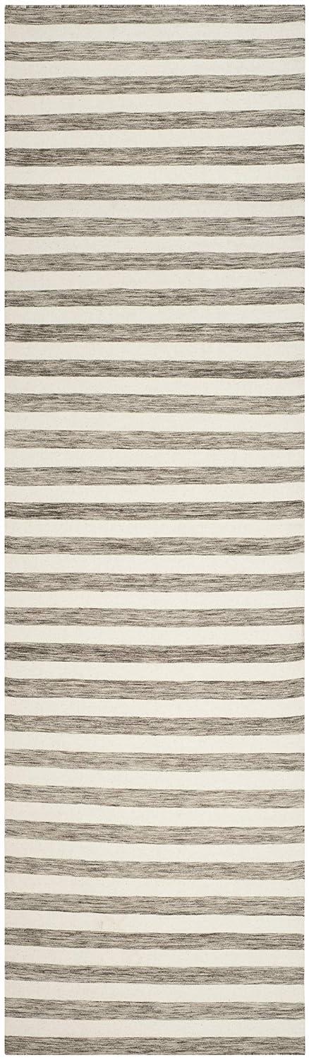 Dhurries DHU575 Hand Woven Flat Weave Runner Rug  Brown / Ivory 2'-6" X 10' - Safavieh.