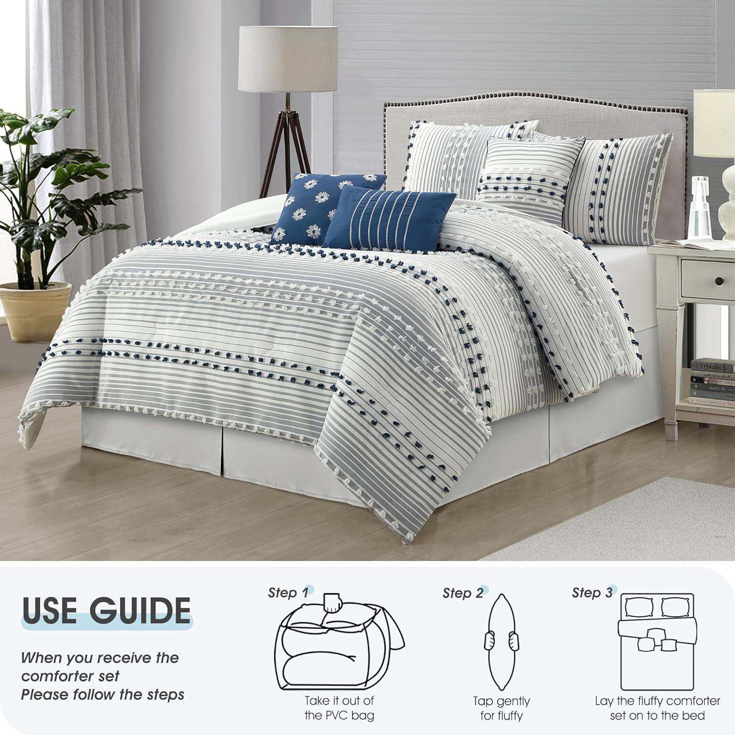 Nanshing America, Inc Clarion Pink 7 Piece Chic Striped Comforter Set