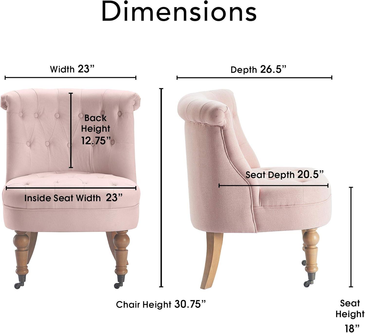 Blush Pink Tufted Armless Slipper Chair with Turned Legs