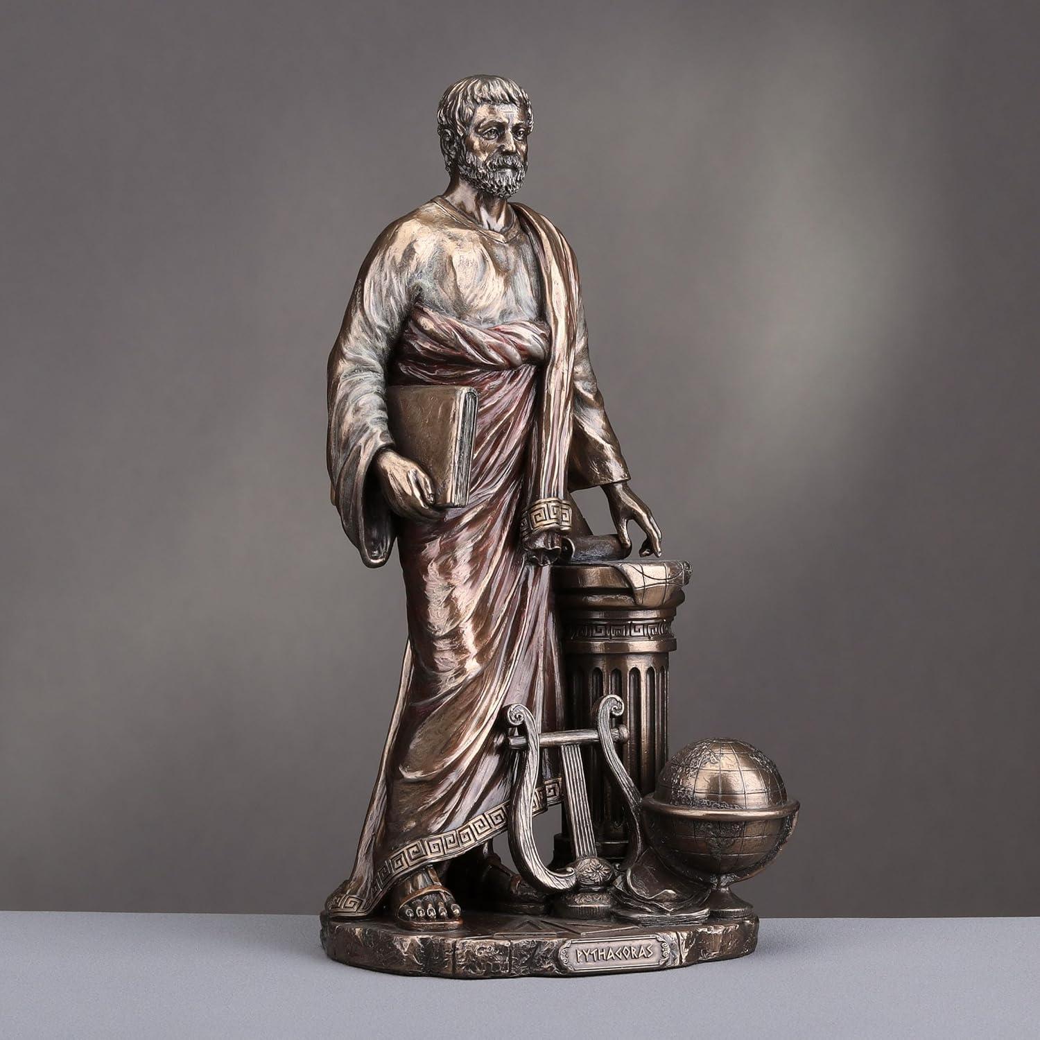 Veronese Design 11 Inch Pythagoras of Samos Greek Mathematician Philosopher Cold Cast Resin Bronze Finish Sculpture