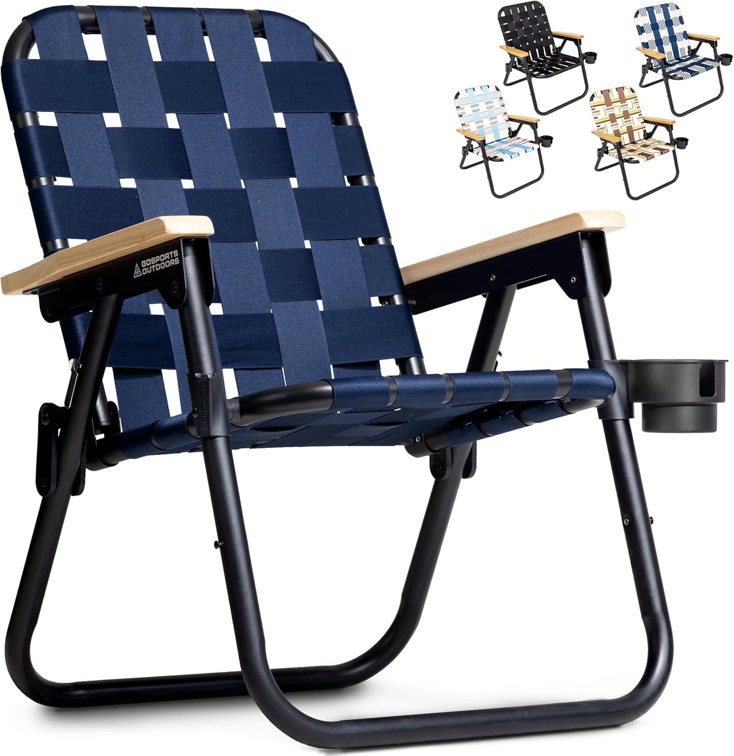 GoSports GoSports Outdoors WOVN Premium Beach & Camping Chair - Folding Backpack Chair for Adults