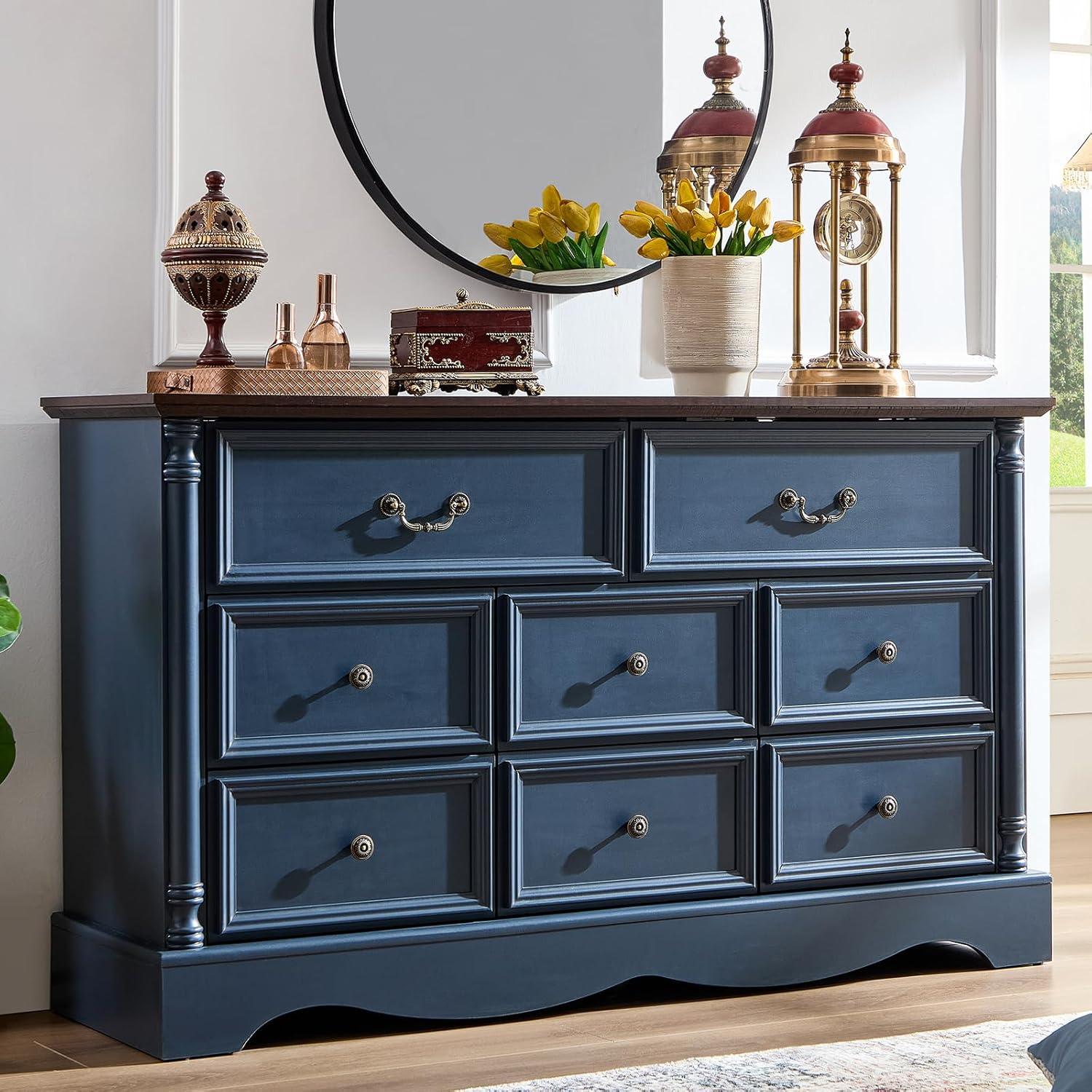 Charlton Home® Gorritz 8 Drawers Dresser, 54" Wide Farmhouse Chest of Drawers with Charging Station
