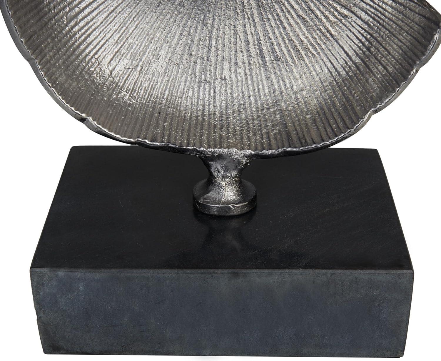 16" x 32" Gray Aluminum Layered Disk Abstract Sculpture with Black Base, by CosmoLiving by Cosmopolitan