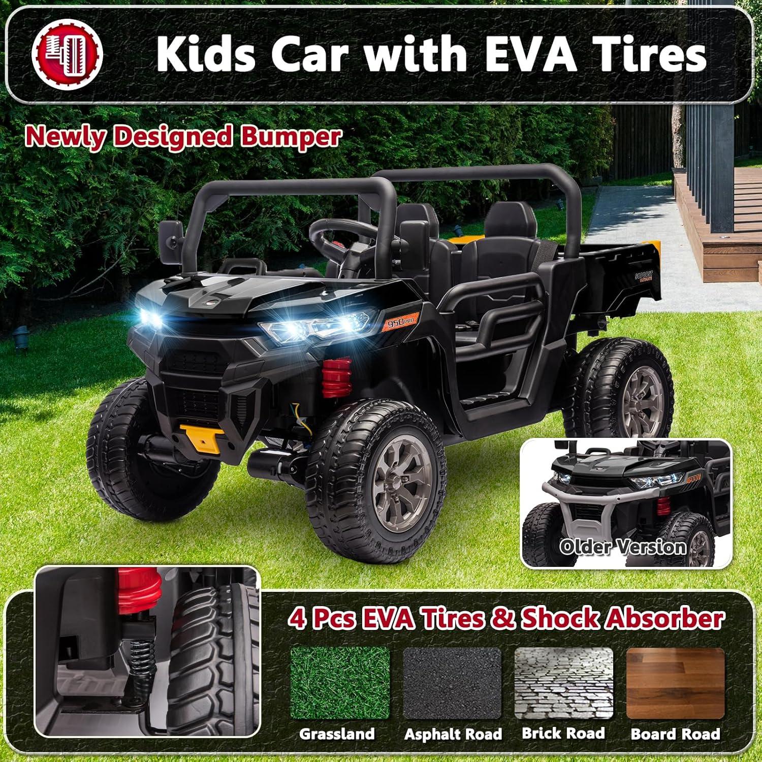 4 Wheels 24V Ride on Dump Truck Toys 2 Seater Kids Ride On UTV Car with Remote Control,Electric Dump Bed