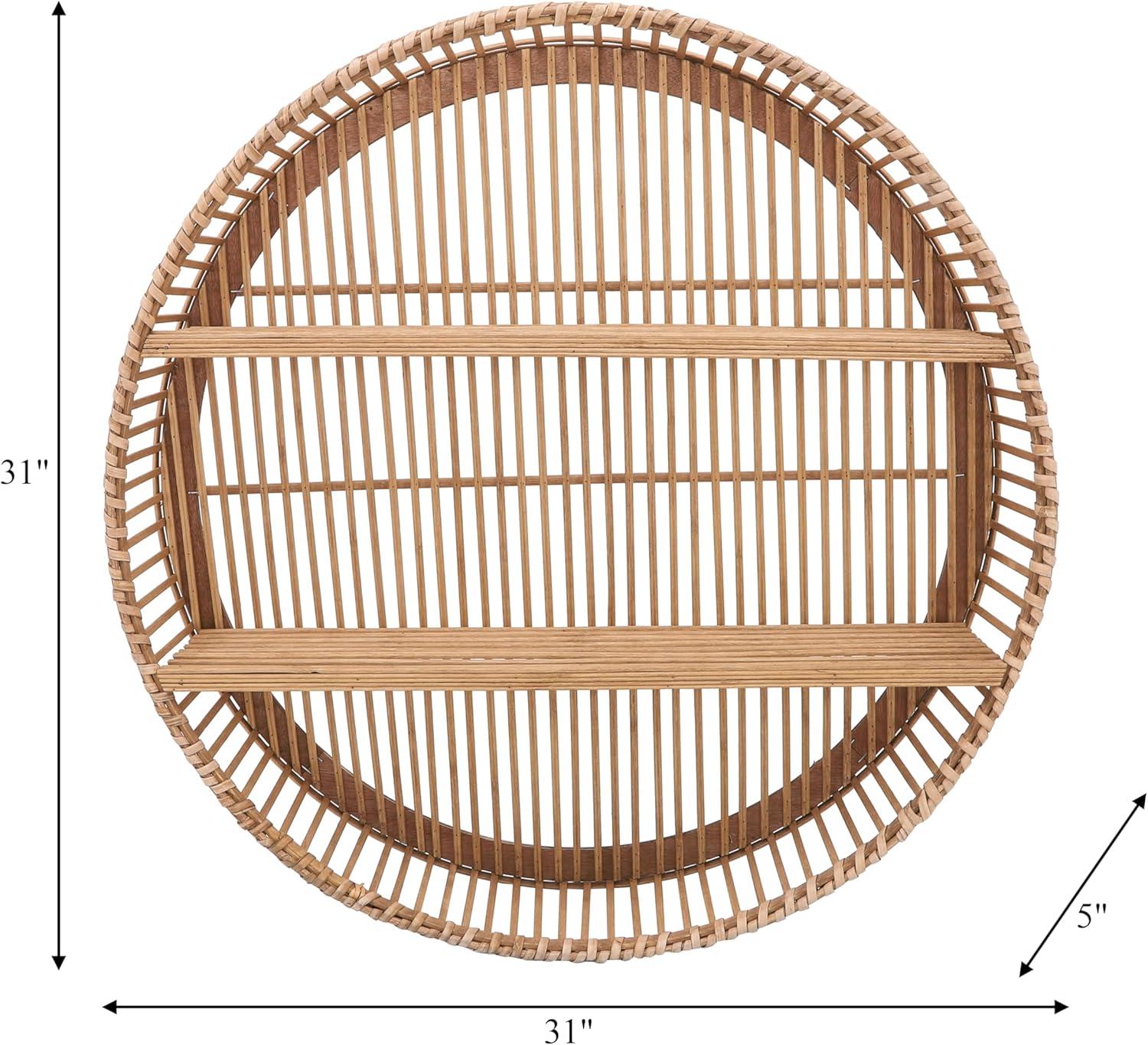 5"Wx31" Diameter, Bamboo Wall Shelf, Natural Finish, Rustic and Decorative Storage Solution for Bedroom, Bathroom,